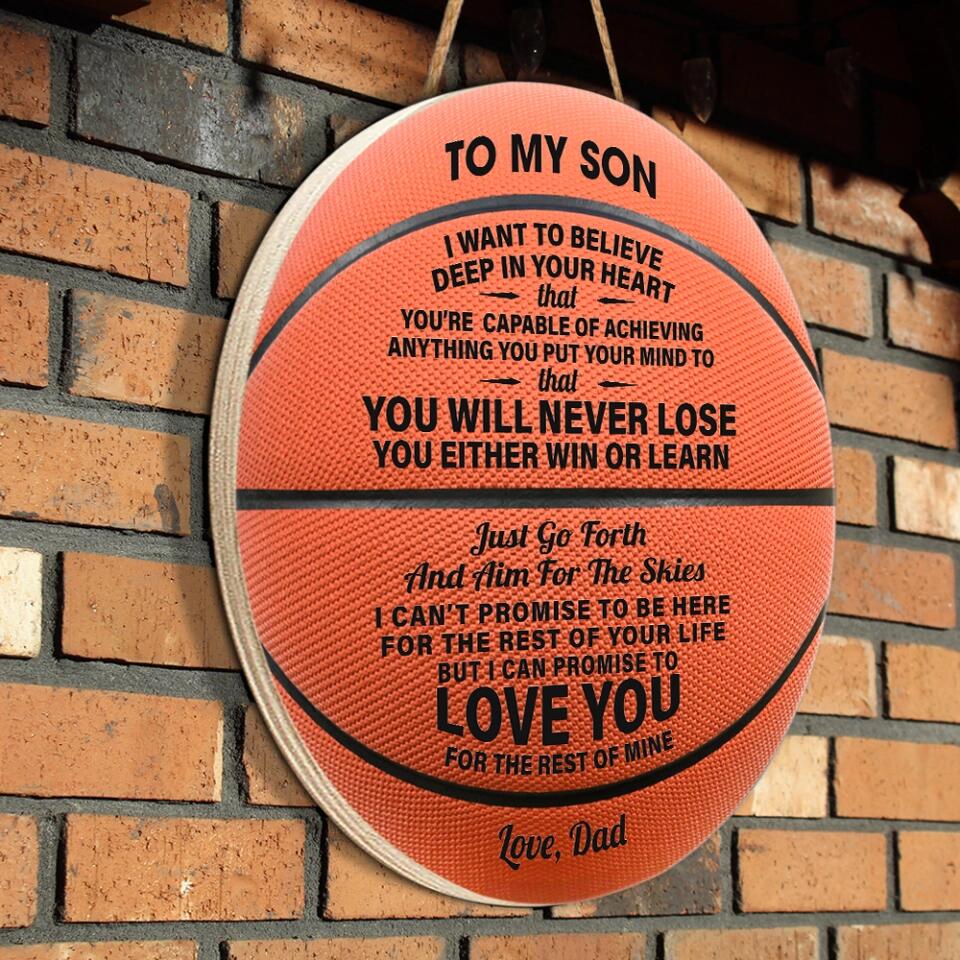 You Will Never Lose You Either Learn Or Win | Personalized Round Wooden Sign - Gift Ideas for Son