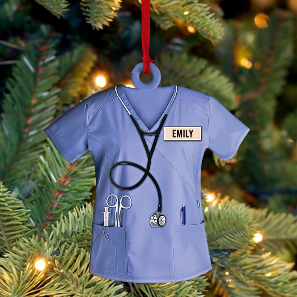 Personalized Nurse Uniform with Name - Custom Shape Ornament - Best Gift for Nurses - Hanging Decorations