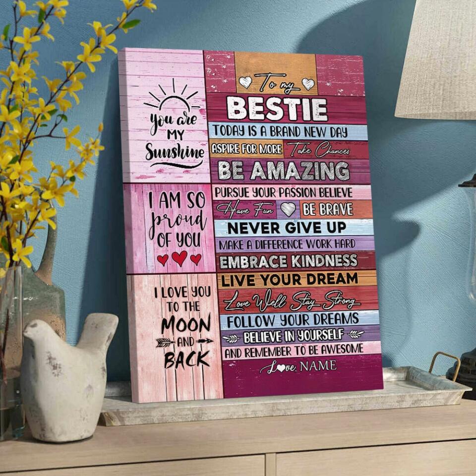 To My Bestie You're My Sunshine Custom Canvas Poster Anniversary Gift For Besties