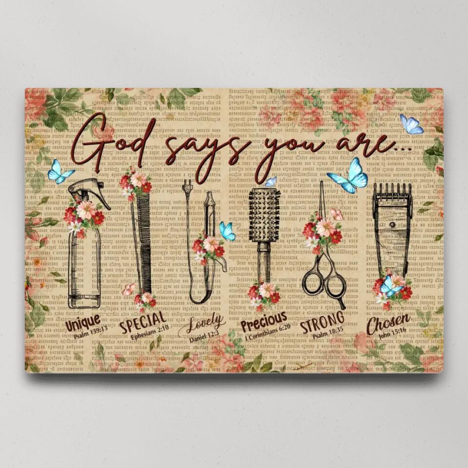 God Says You Are Hairdresser Custom Canvas Poster Confirmation Gifts