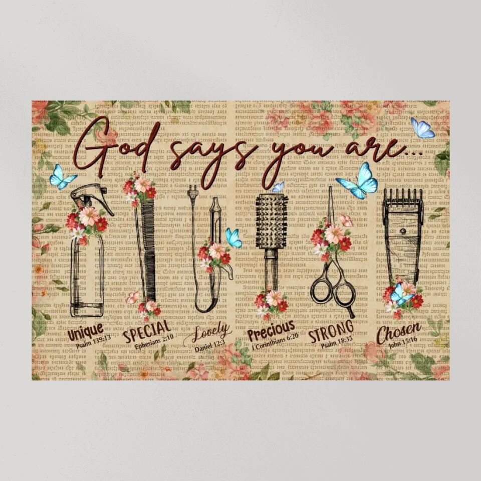 God Says You Are Hairdresser Custom Canvas Poster Confirmation Gifts