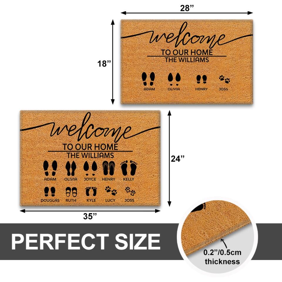 Welcome To Our Home Custom Footprint - Housewarming Gifts - Custom Doormat - Family Gifts