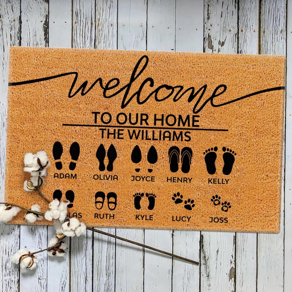 Welcome To Our Home Custom Footprint - Housewarming Gifts - Custom Doormat - Family Gifts