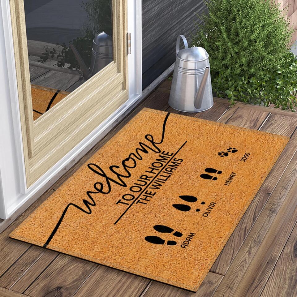 Welcome To Our Home Custom Footprint - Housewarming Gifts - Custom Doormat - Family Gifts