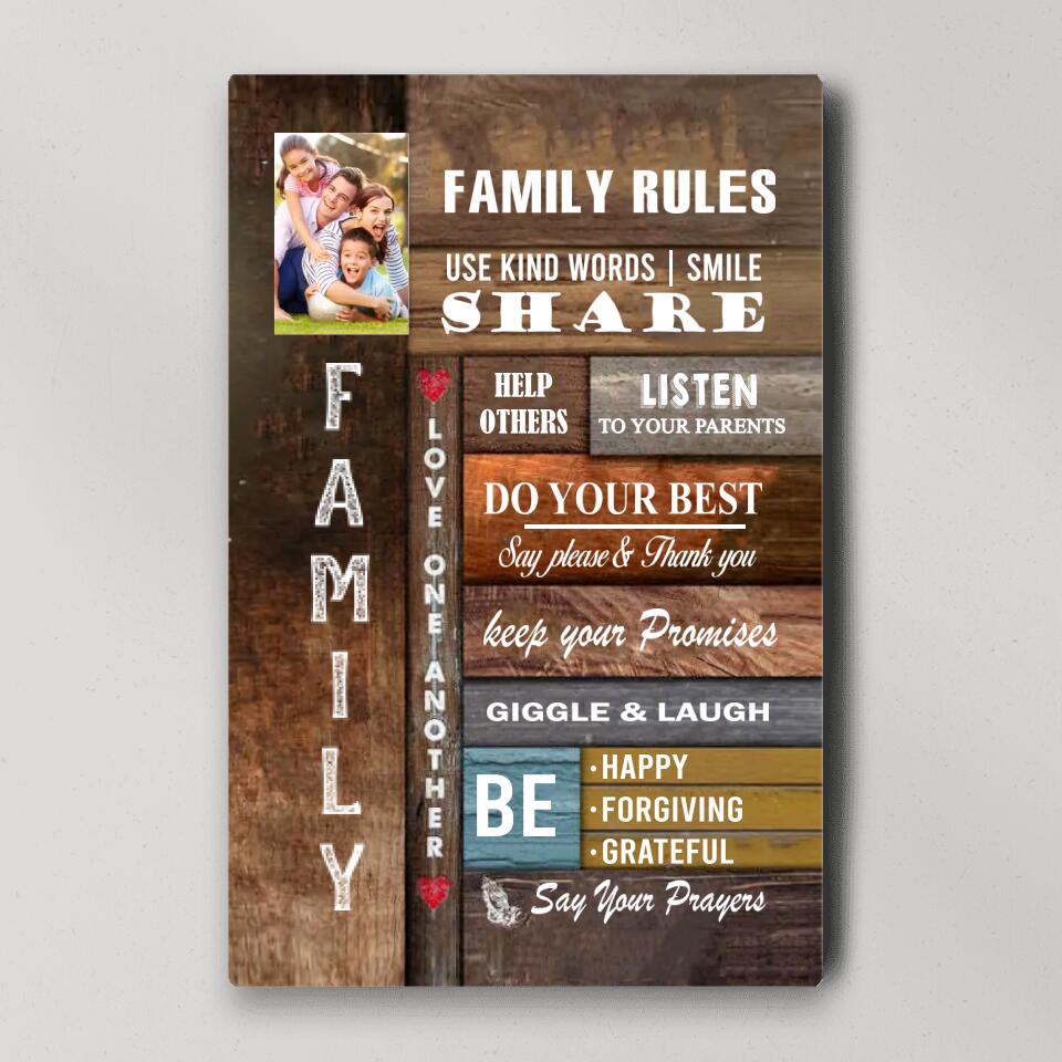 Family Rules Wall Art Custom Canvas Poster Christmas Gift For Family