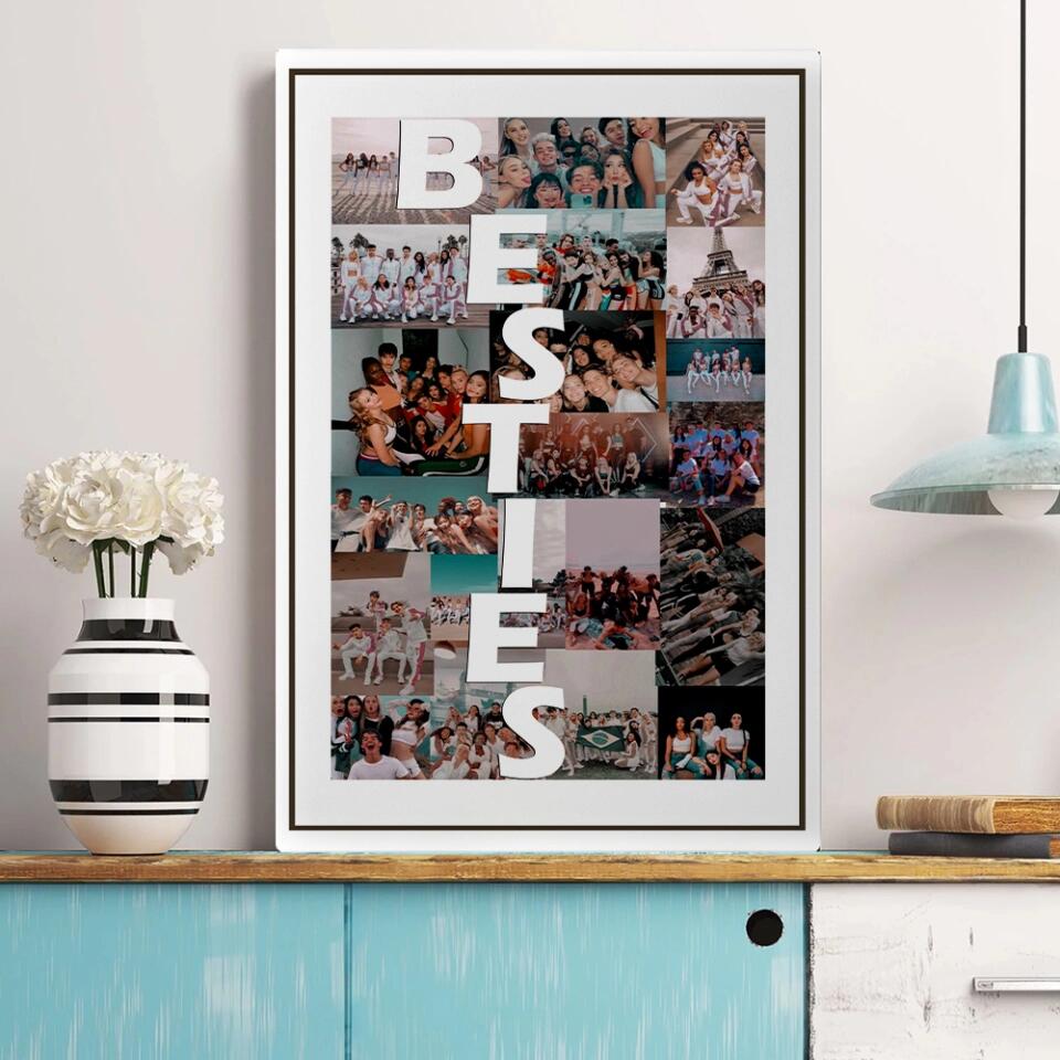 Friends Photo Collage Custom Canvas Poster Anniversary Gift For Friends