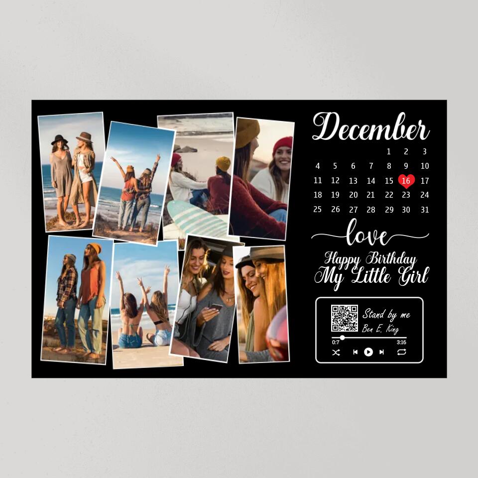 Happy Birthday My Little Girl Custom Canvas Poster Birthday Gift For Daughter