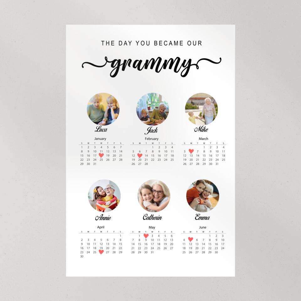 The Day You Became Our Grammy Kids Birthday Custom Canvas Poster Anniversary Gift For Grandparents