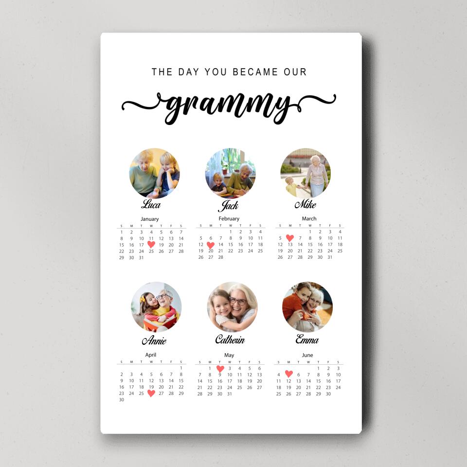 The Day You Became Our Grammy Kids Birthday Custom Canvas Poster Anniversary Gift For Grandparents