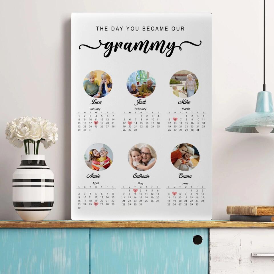 The Day You Became Our Grammy Kids Birthday Custom Canvas Poster Anniversary Gift For Grandparents