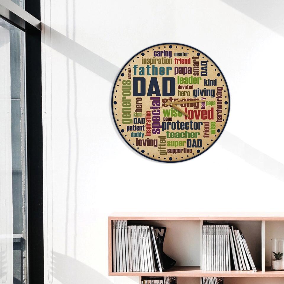 Dad Description Characters - Wall Clock Wall Art Home Decor - Best Gifts For Dad On Father's day Birthdays - 212IHPLNWC616