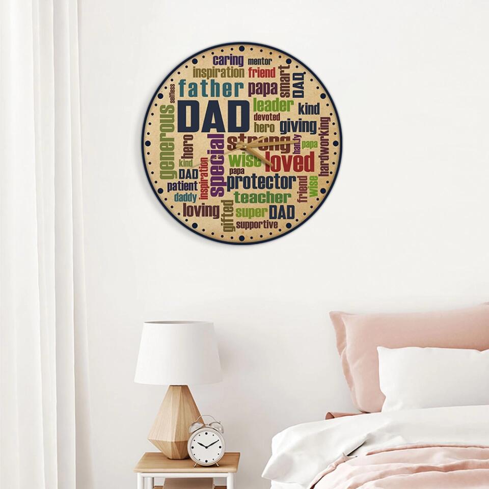 Dad Description Characters - Wall Clock Wall Art Home Decor - Best Gifts For Dad On Father's day Birthdays - 212IHPLNWC616