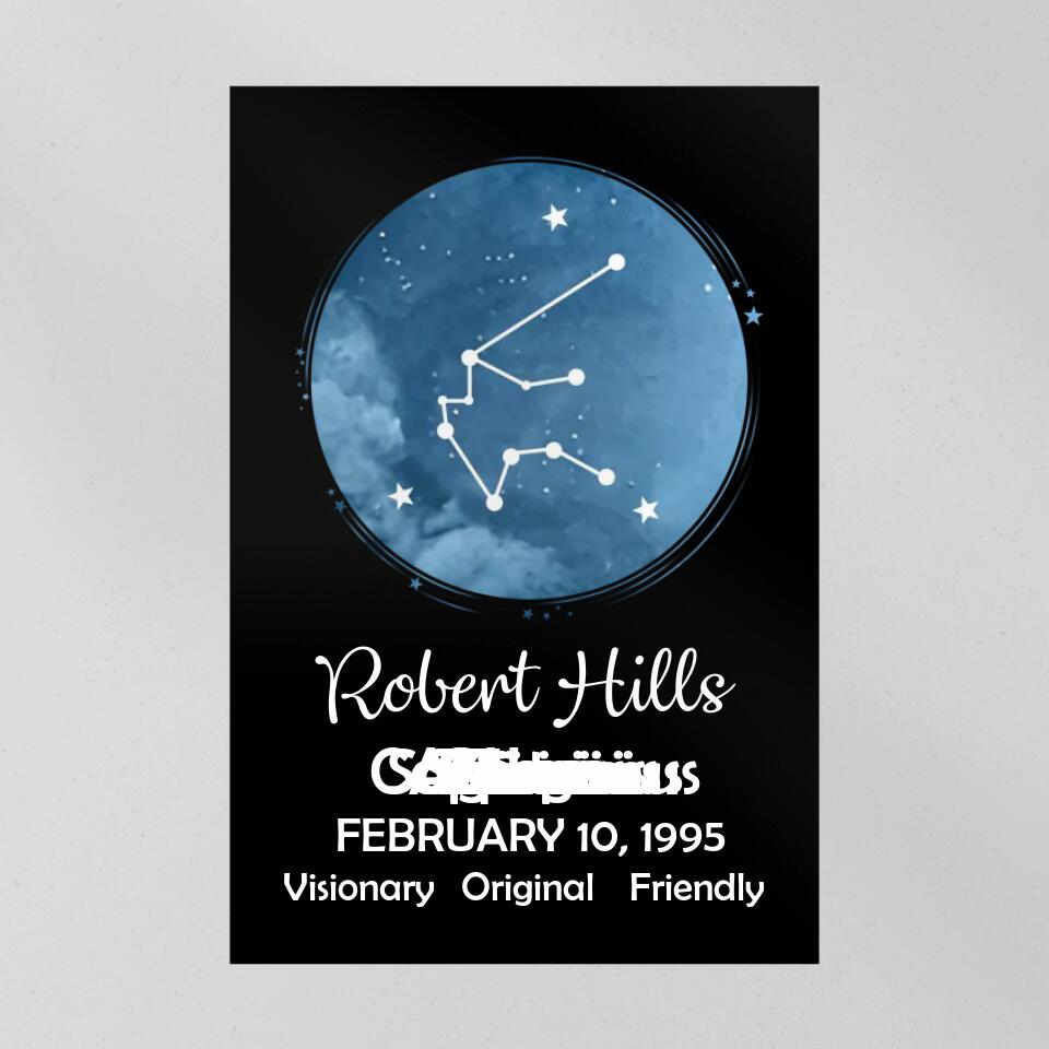 Zodiac Sign - Date Of Birth Custom Canvas, Poster - Birthday Gift For Family, Friends
