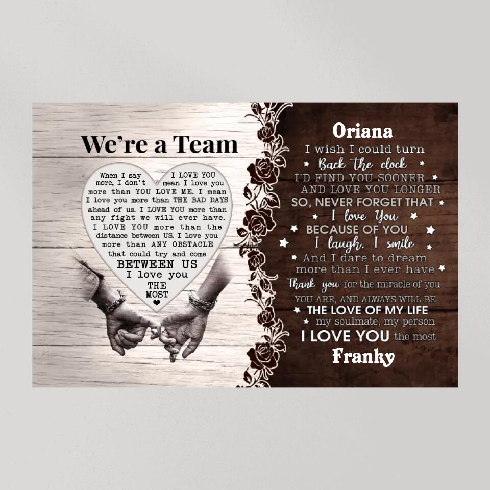 Personalized Valentine Gifts - I Wish I Could Turn Back the Clock - Hand in Hand - Canvas/Poster - Personalized Couple Gifts