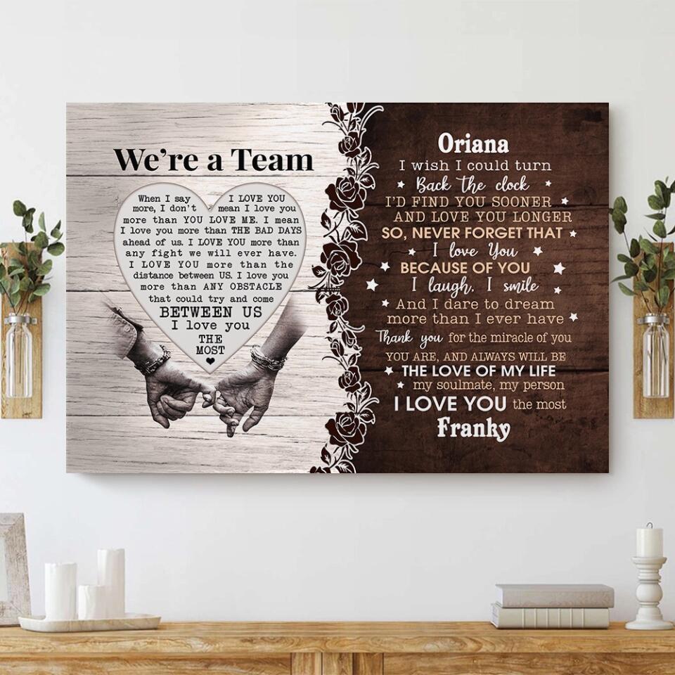 Personalized Valentine Gifts - I Wish I Could Turn Back the Clock - Hand in Hand - Canvas/Poster - Personalized Couple Gifts