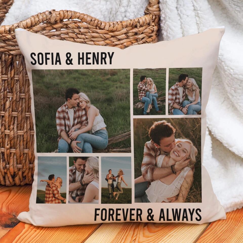 Personalized Valentine Gifts - Forever And Always - Personalized Upload Photo Pillow - Best Gift For Couple For Him/Her Anniversary Valentine's Gift - 212IHNVSPI920