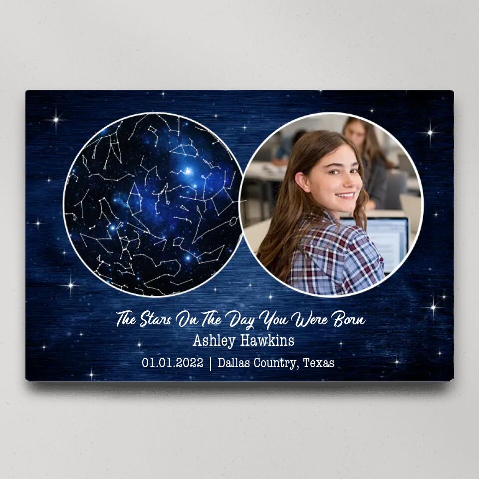 The Stars On The Day You Were Born Custom Canvas Poster Birthday Gifts For Him For Her