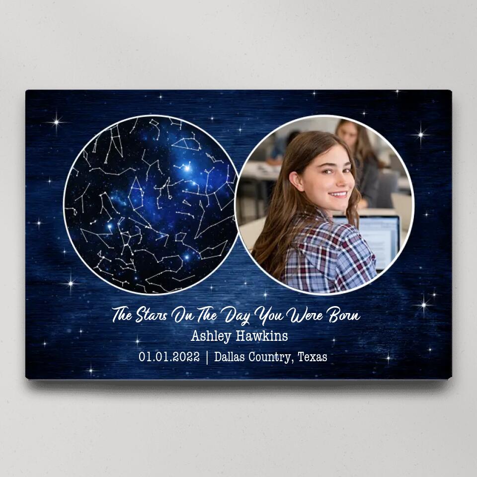 The Stars On The Day You Were Born Custom Canvas Poster Birthday Gifts For Him For Her