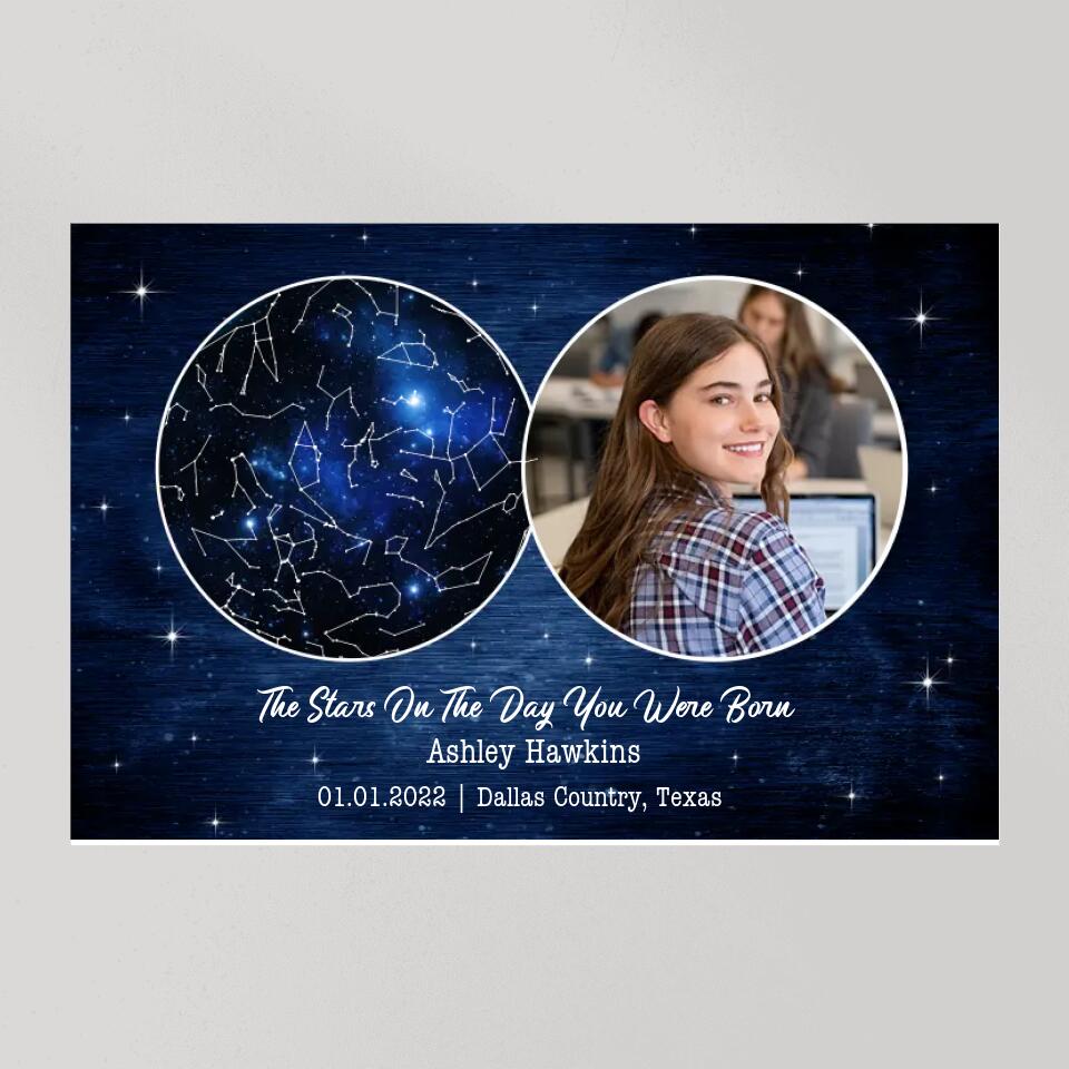 The Stars On The Day You Were Born Custom Canvas Poster Birthday Gifts For Him For Her