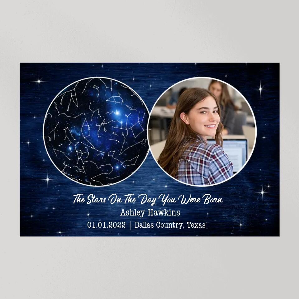 The Stars On The Day You Were Born Custom Canvas Poster Birthday Gifts For Him For Her