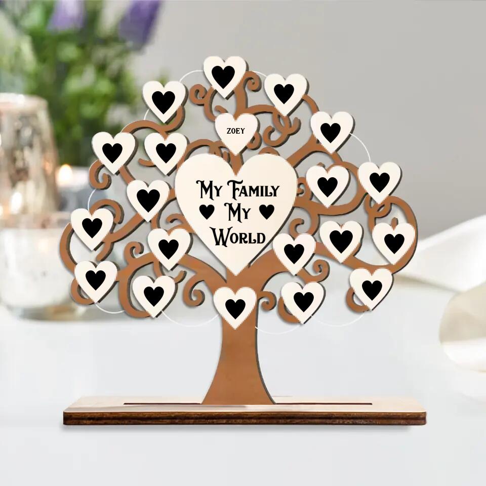 My Family My World - Personalized Wooden Plaque - Best Gift For Family For Parents - Anniversary Gift - 211IHNBNWP841