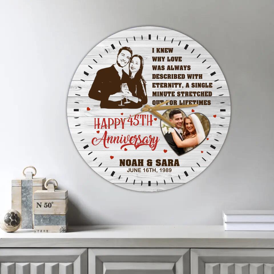 Personalized Valentine Gifts - I Knew Why Love Was Always Described With Eternity - Personalized Upload Photo Wall Clock - Best Meaningful Home Decor - Best Gift For Him/Her For Couple On Valentine Anniversary - 212IHNVSWC940