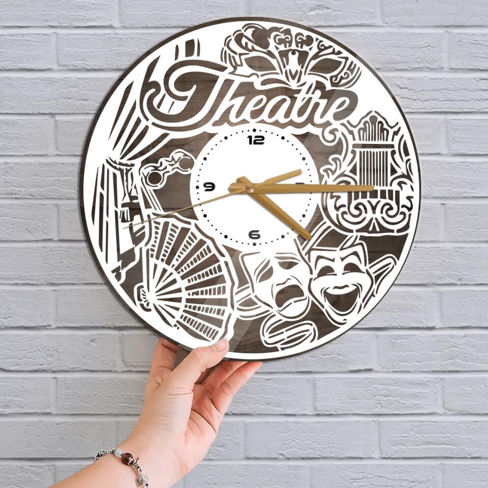 Theatre Theme Theatre Mask - Special Wall Clock - Best Gift For Actor/Actress - Best Decor For Theatre Lovers - 212ICNVSWC421