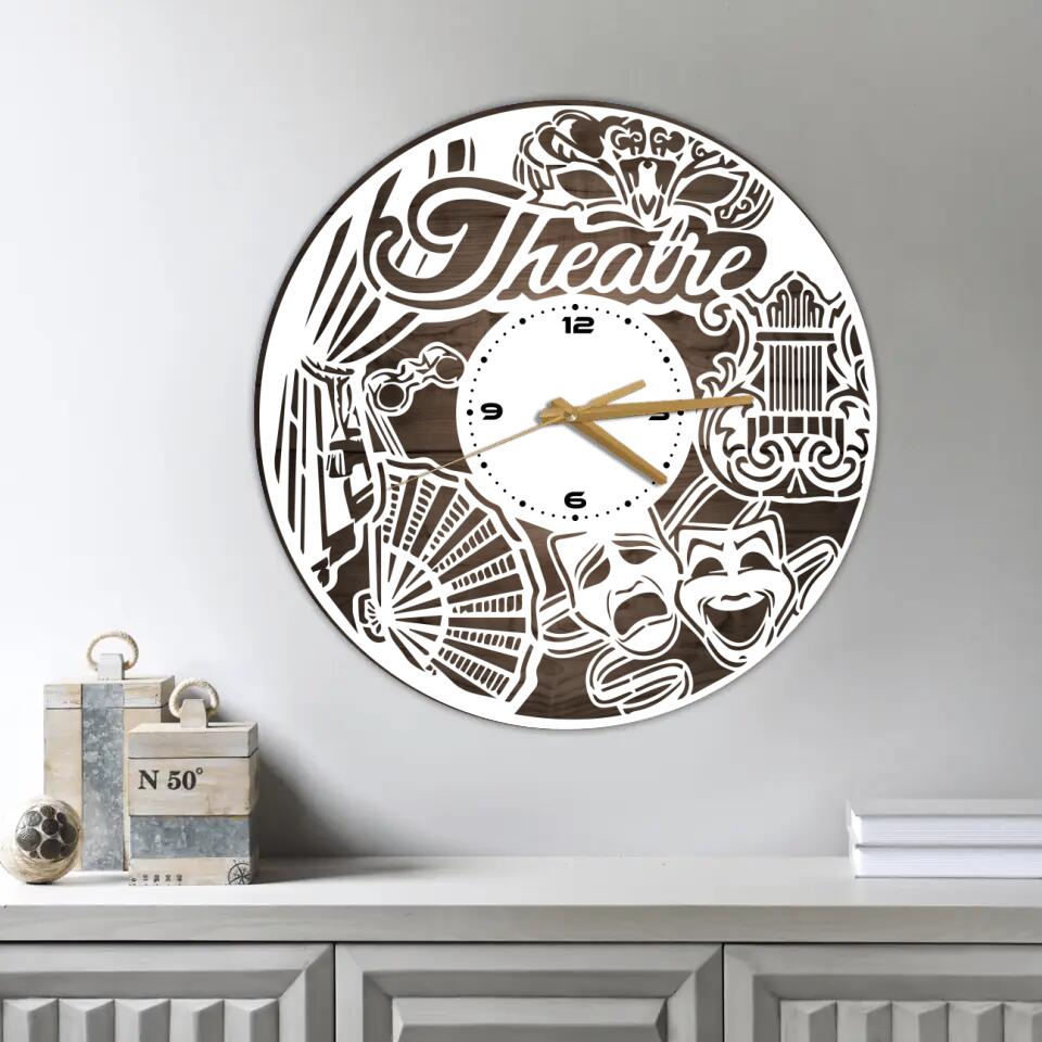 Theatre Theme Theatre Mask - Special Wall Clock - Best Gift For Actor/Actress - Best Decor For Theatre Lovers - 212ICNVSWC421