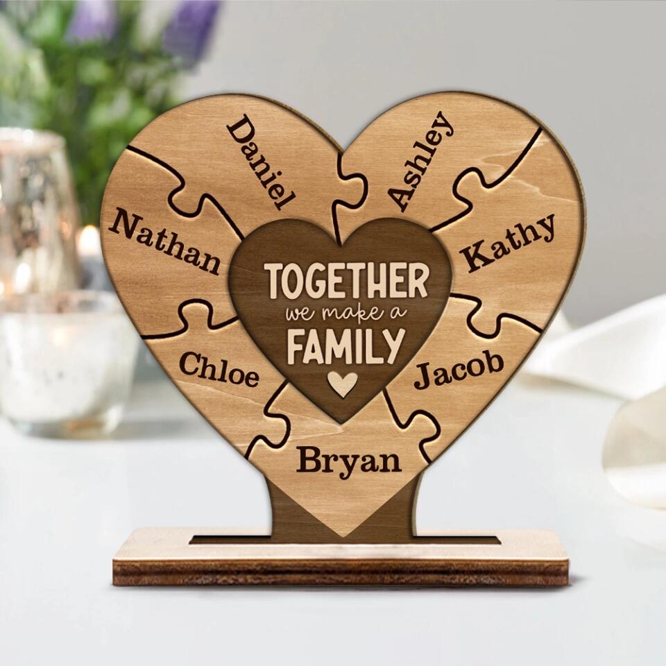 Together We Make A Family - Housewarming Gifts - Custom Wooden Plaque - Gift For Parents