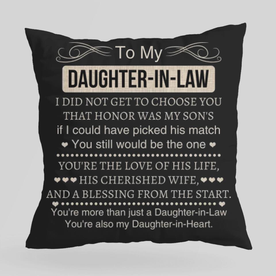 To My Daughter in Law - Square Pillow - Gifts for Daughter in Law Christmas, Birthday - Gifts from Mother in Law