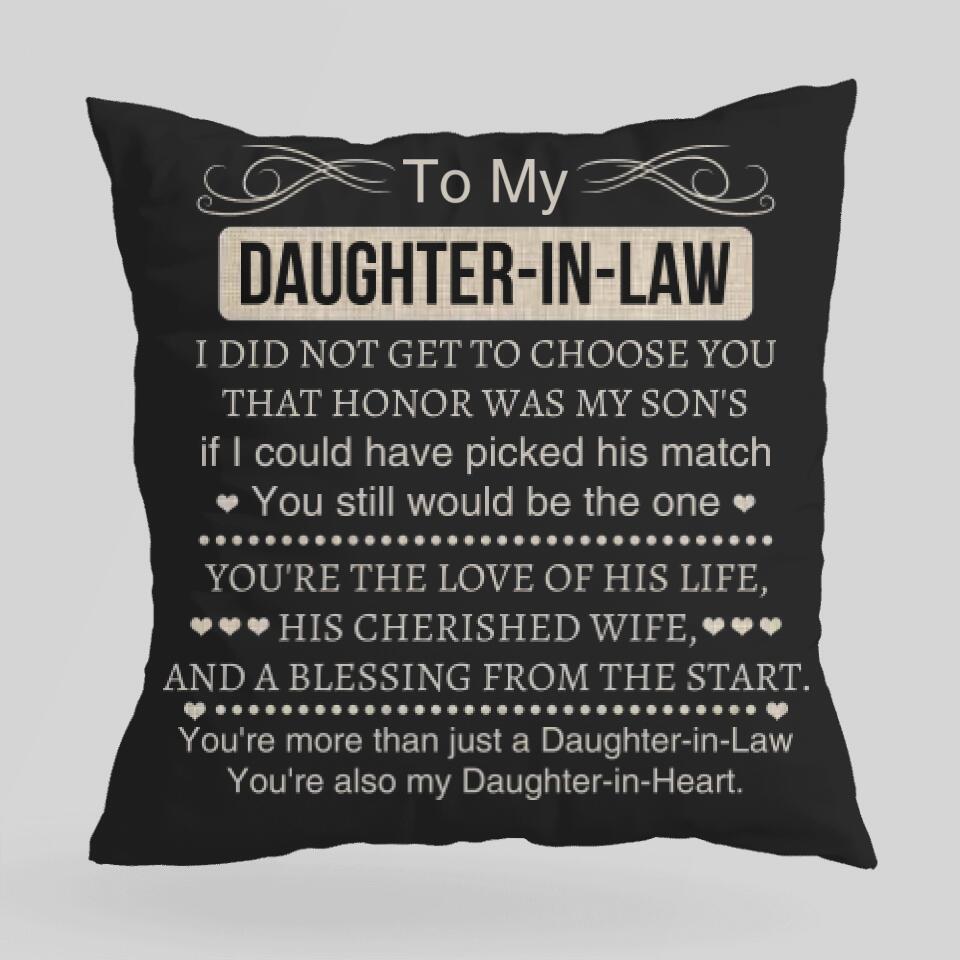 To My Daughter in Law - Square Pillow - Gifts for Daughter in Law Christmas, Birthday - Gifts from Mother in Law