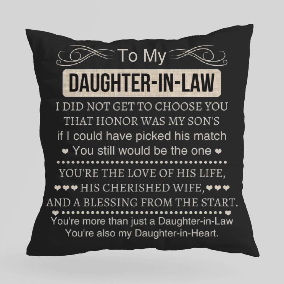 To My Daughter in Law - Square Pillow - Gifts for Daughter in Law Christmas, Birthday - Gifts from Mother in Law