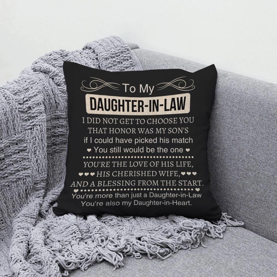 To My Daughter in Law - Square Pillow - Gifts for Daughter in Law Christmas, Birthday - Gifts from Mother in Law