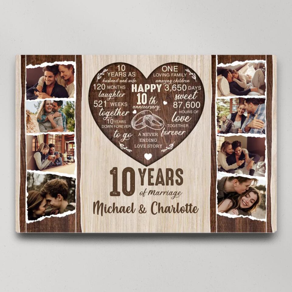 10 Years Of Marriage Love Message Custom Canvas Poster Anniversary Gift For Couples
