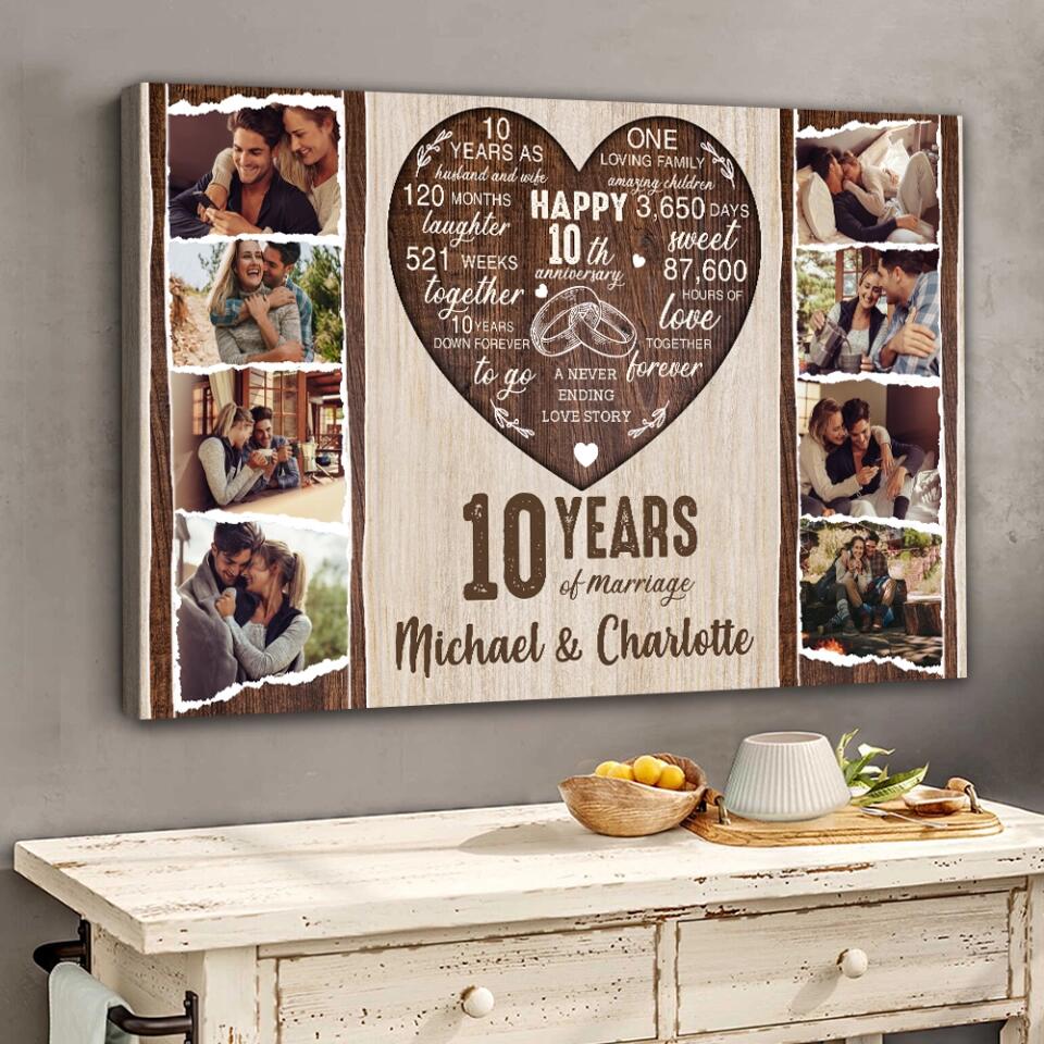 10 Years Of Marriage Love Message Custom Canvas Poster Anniversary Gift For Couples