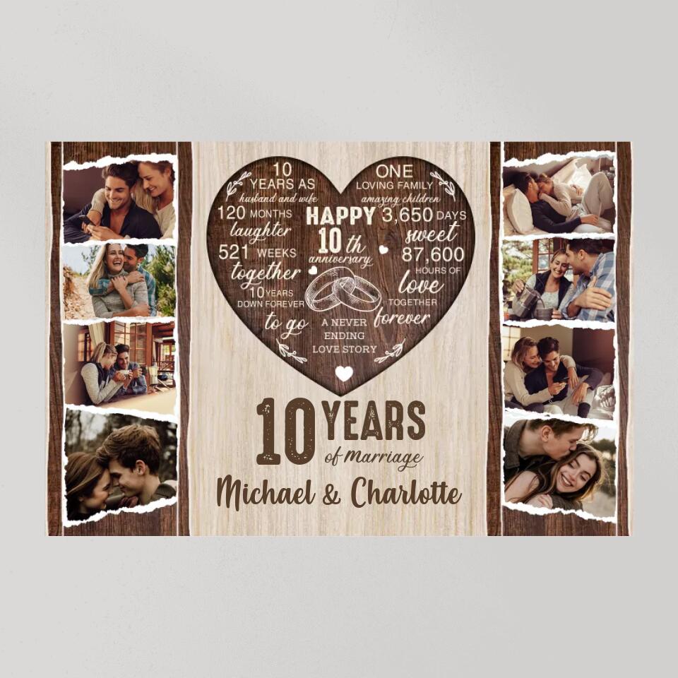 10 Years Of Marriage Love Message Custom Canvas Poster Anniversary Gift For Couples