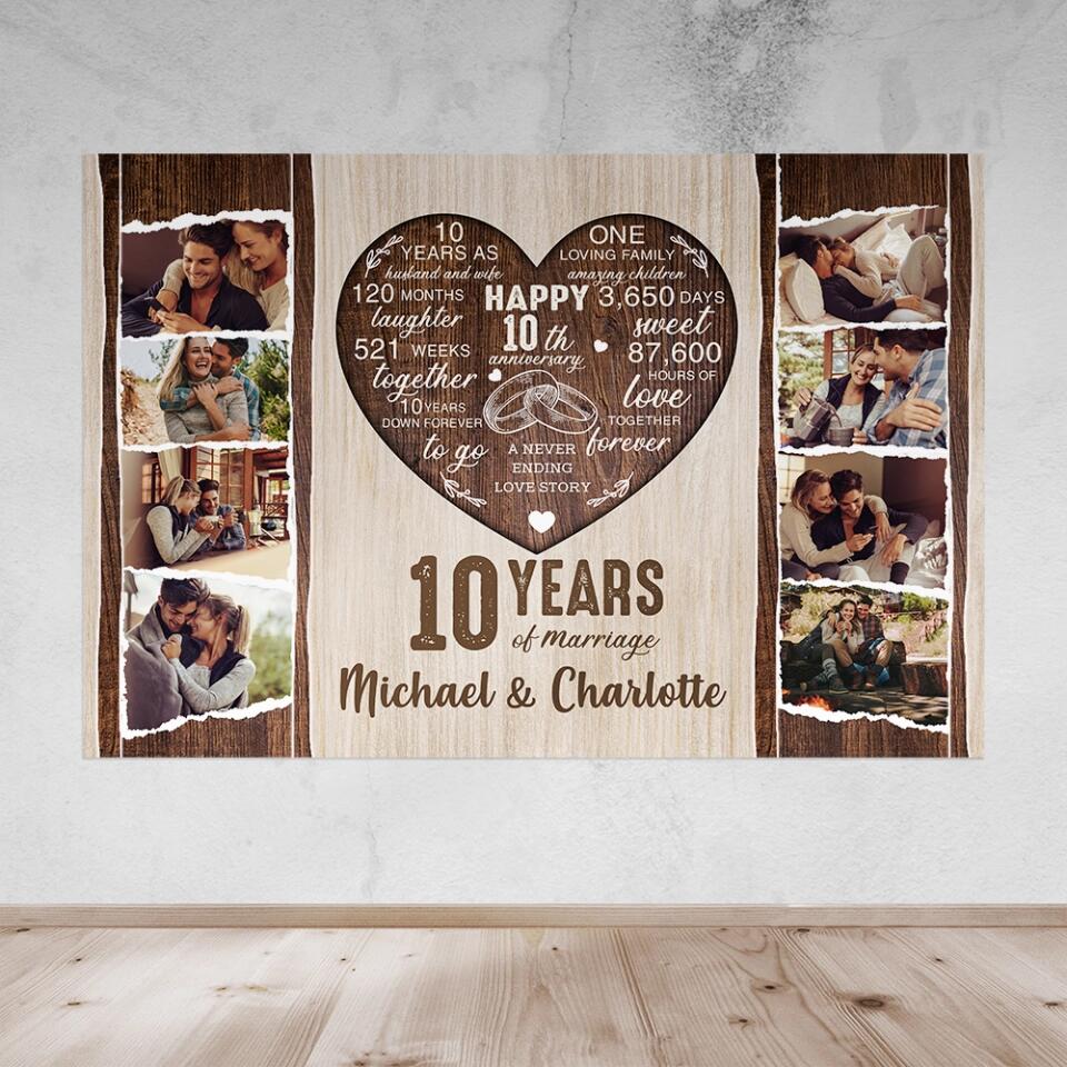 10 Years Of Marriage Love Message Custom Canvas Poster Anniversary Gift For Couples
