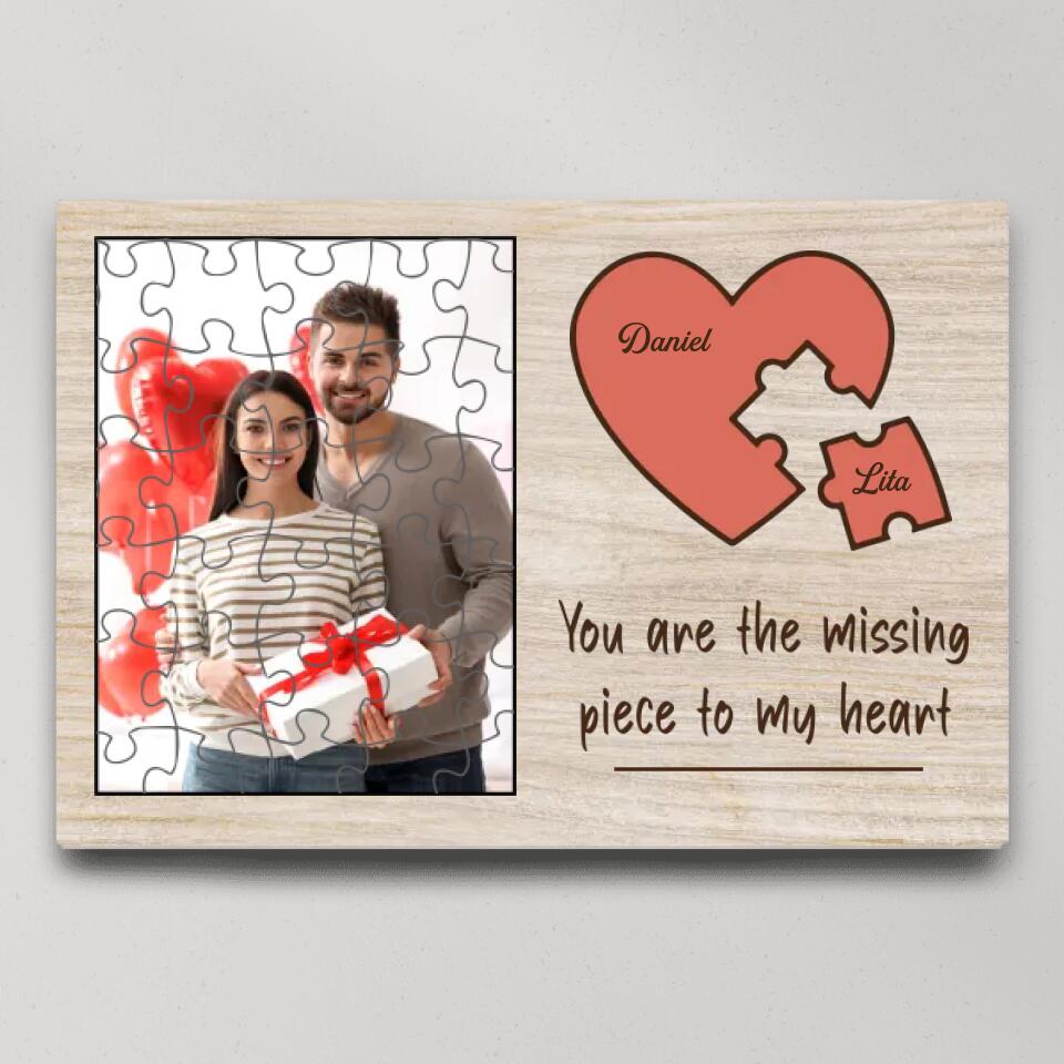 Personalized Valentine Gifts - You Are The Missing Piece To My Heart Custom Canvas Poster Anniversary Gift For Couples
