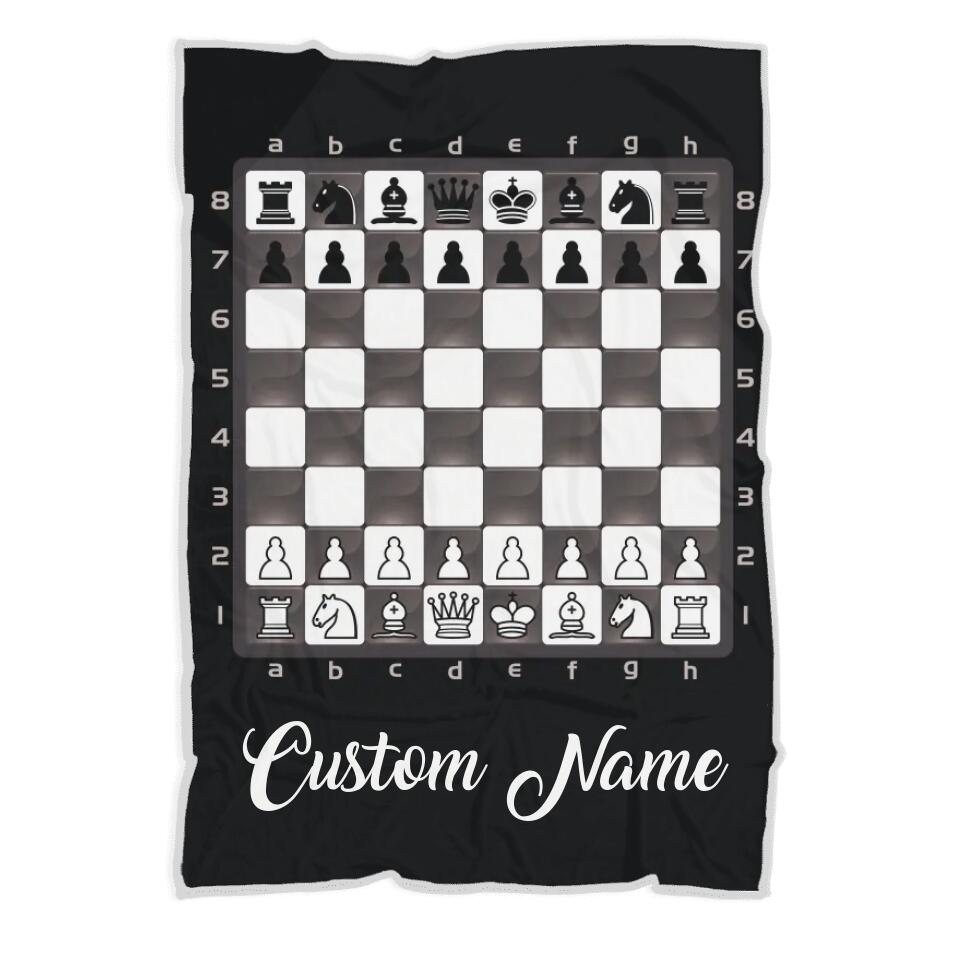 Chess Board - Personalized Blanket - Custom Player's Name - Gift for Chess Lover