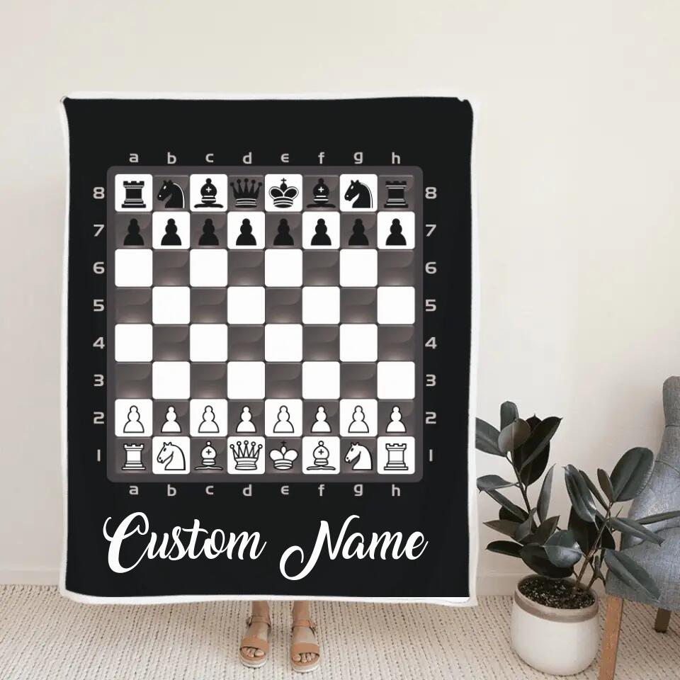 Chess Board - Personalized Blanket - Custom Player's Name - Gift for Chess Lover