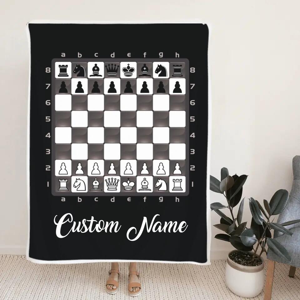 Chess Board - Personalized Blanket - Custom Player's Name - Gift for Chess Lover