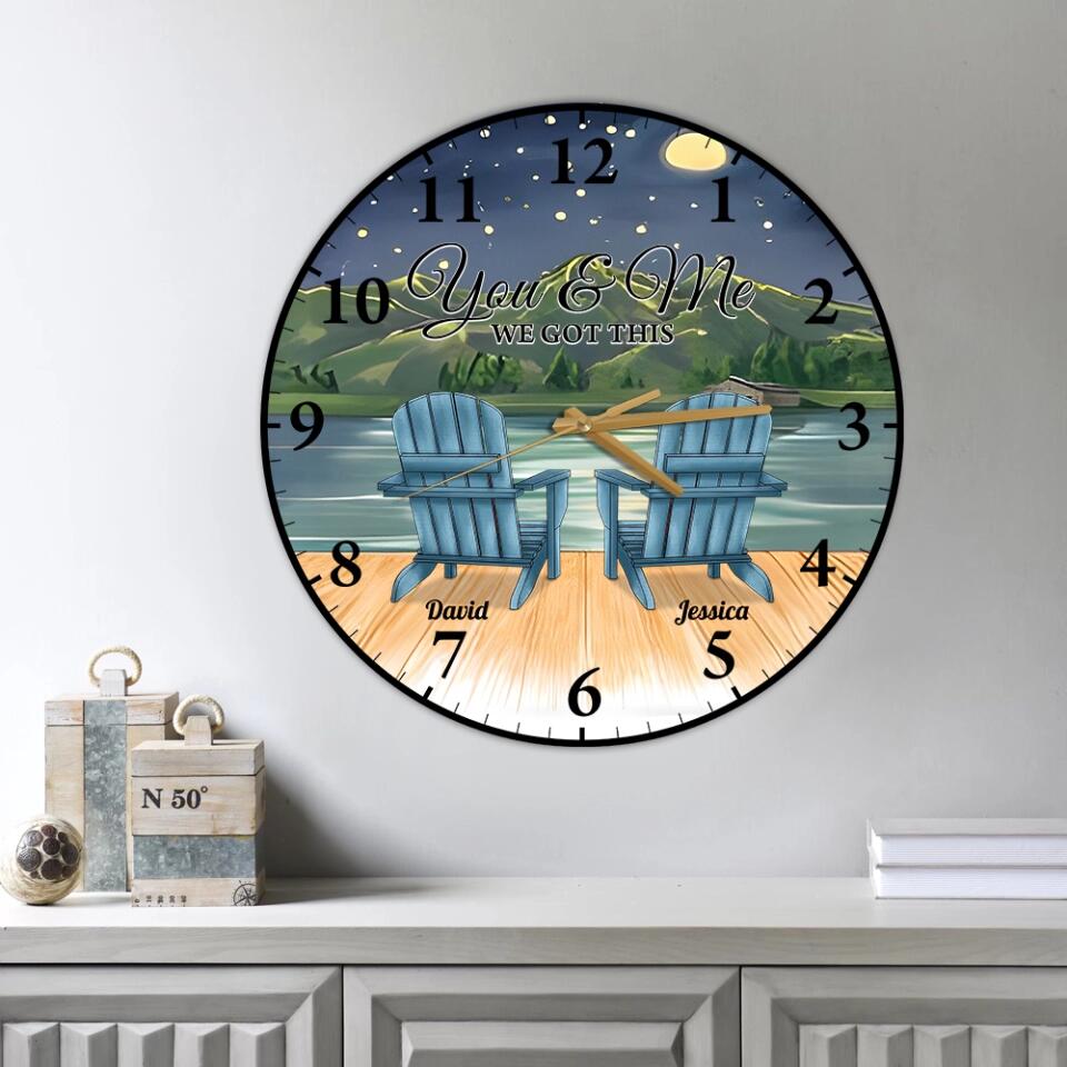 You & Me We Got This - Custom Background Wall Clock Home Decor Wall Art - Best Gift For Couple Anniversaries Birthdays Valentine - 212IHPLNWC690