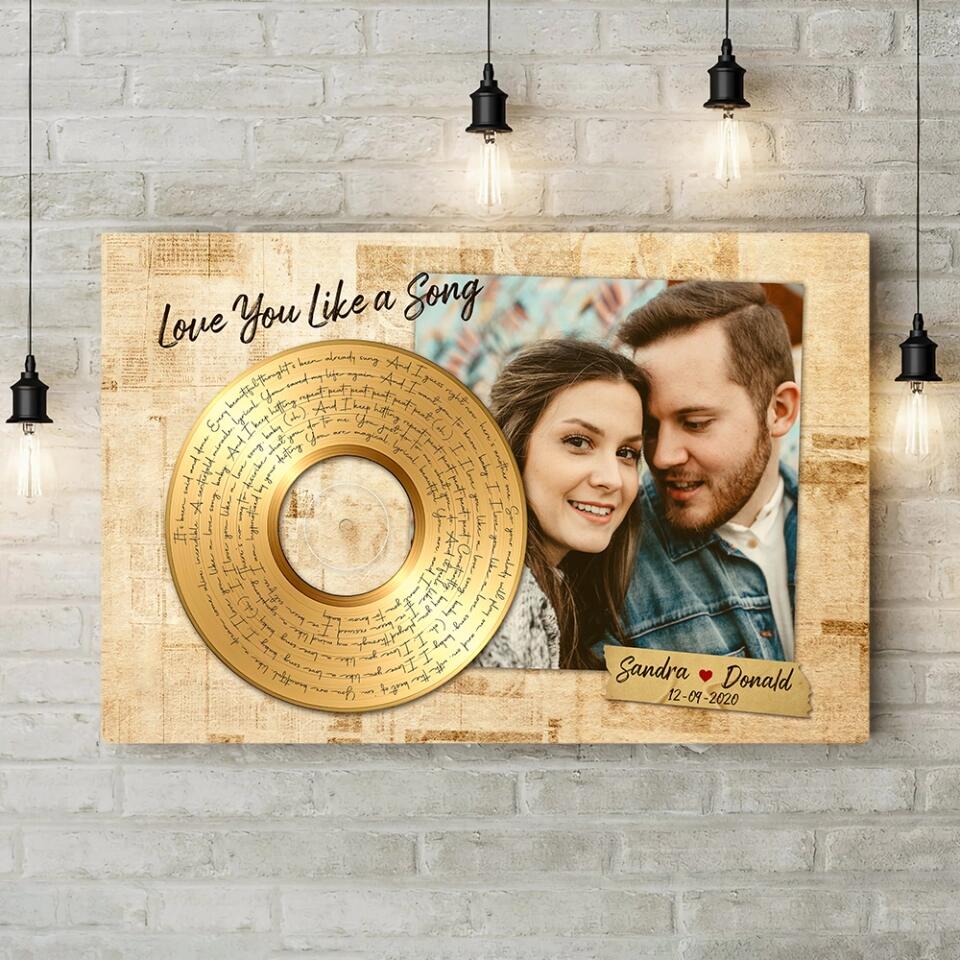Personalized Valentine Gifts - Love You Like A Love Song Custom Canvas Poster Anniversary Gift For Couples