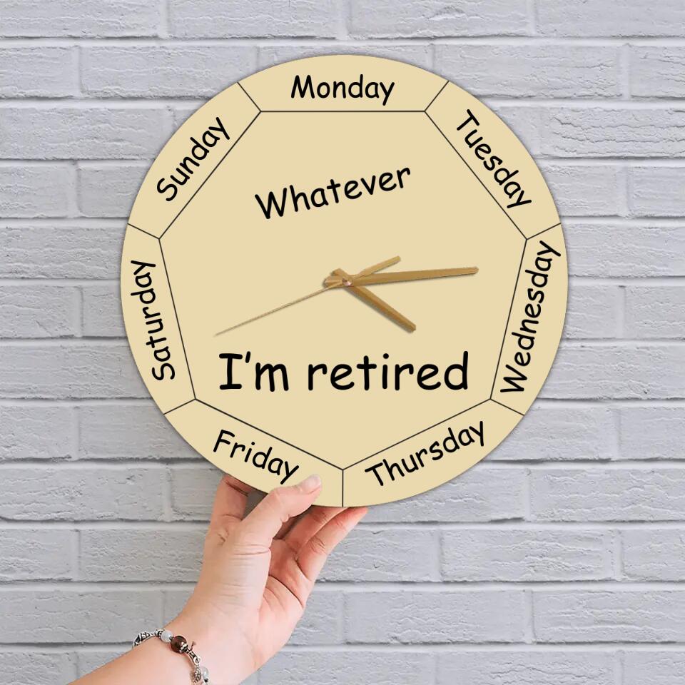 Personalized Valentine Gifts - Whatever You're Late Anyway Oval Beige - Week Day - Wall Clock - Wooden/Acrylic Wall Clock - Wall Hanging - Retirement Gift for Mentor Boss Coworker Work Bestie - Valentine Gift - 301ICNVSWC0027