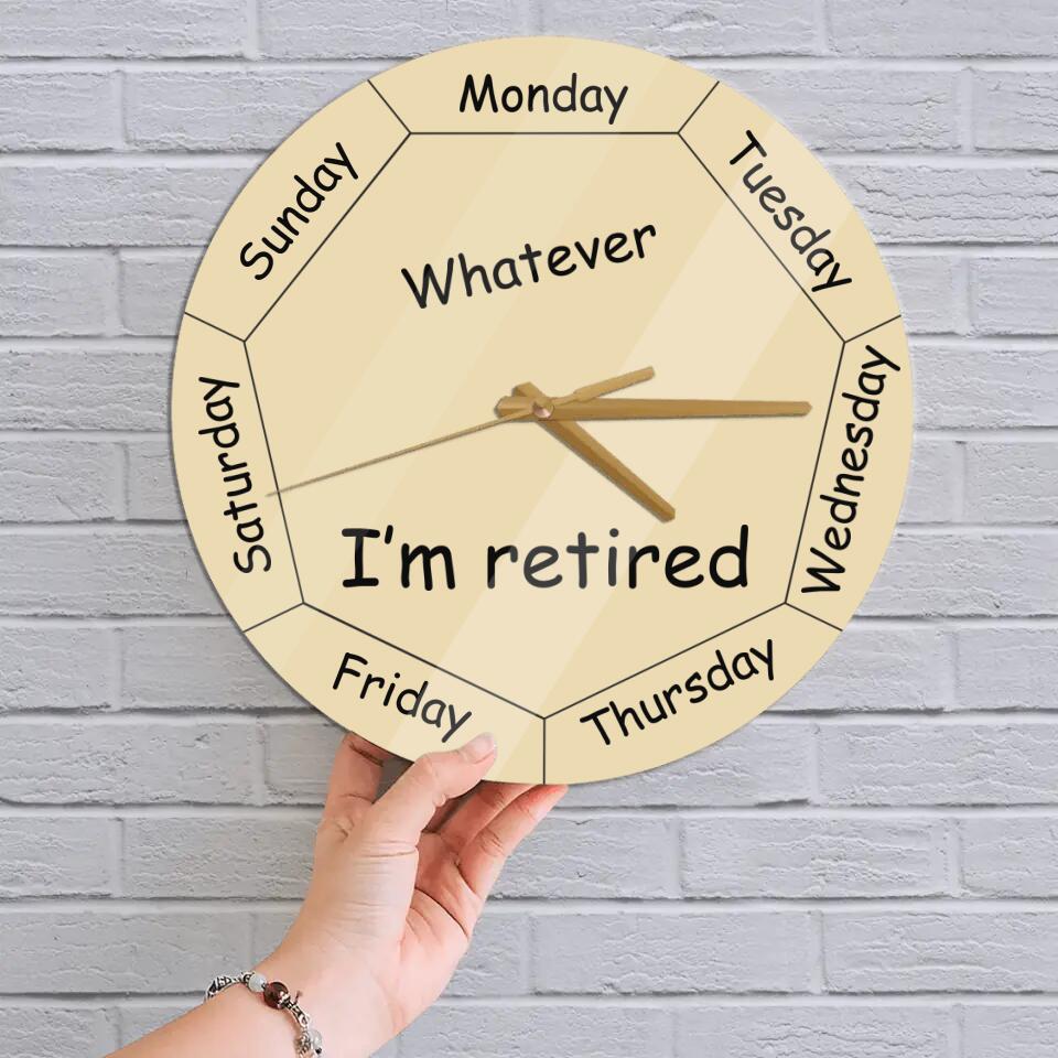 Personalized Valentine Gifts - Whatever You're Late Anyway Oval Beige - Week Day - Wall Clock - Wooden/Acrylic Wall Clock - Wall Hanging - Retirement Gift for Mentor Boss Coworker Work Bestie - Valentine Gift - 301ICNVSWC0027