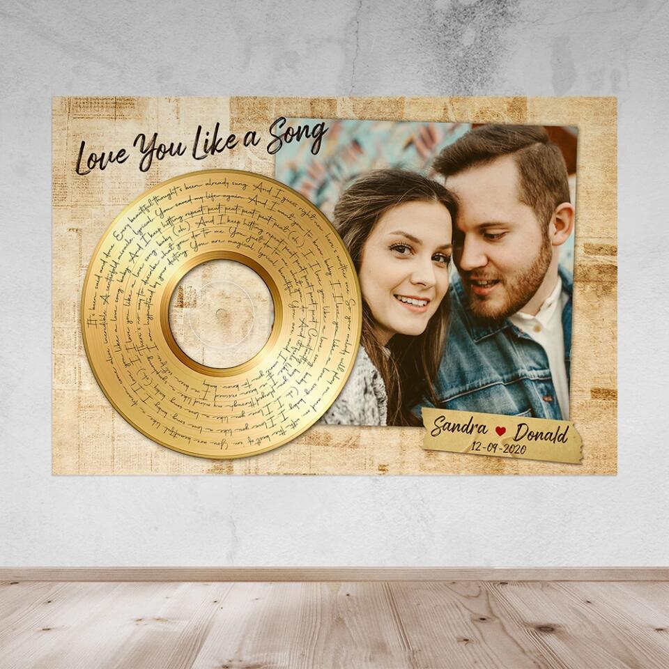 Personalized Valentine Gifts - Love You Like A Love Song Custom Canvas Poster Anniversary Gift For Couples