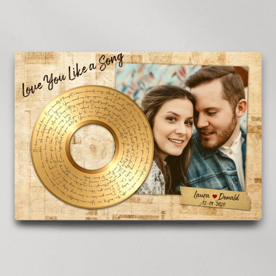Personalized Valentine Gifts - Love You Like A Love Song Custom Canvas Poster Anniversary Gift For Couples