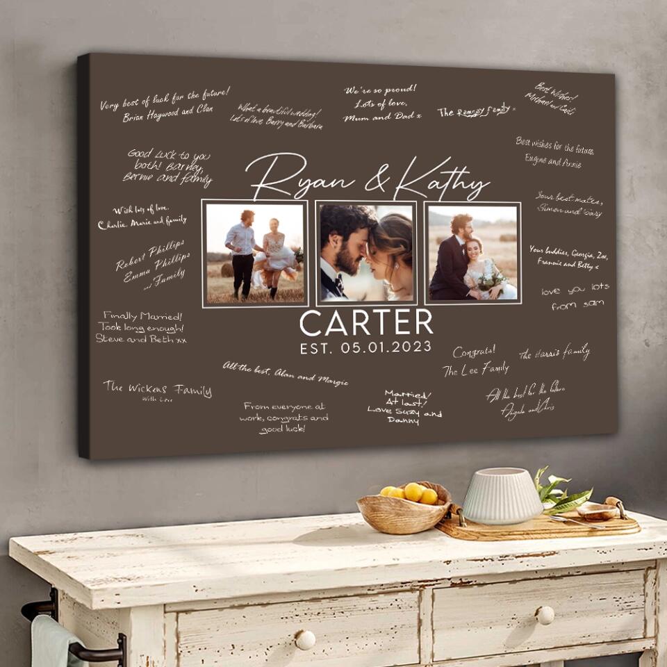 Personalized Valentine Gifts - Wedding Guest Book Sign Custom Canvas Poster Best Wedding Gift For Couples