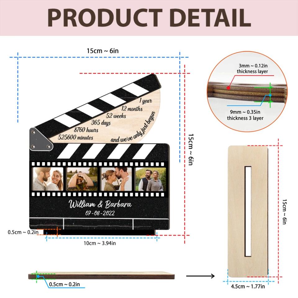 1 Year Anniversary - Custom Shape Wooden Plaque 3 Layers - Best 1 Year Anniversary Gift For Couple - 301IHPLNWP036