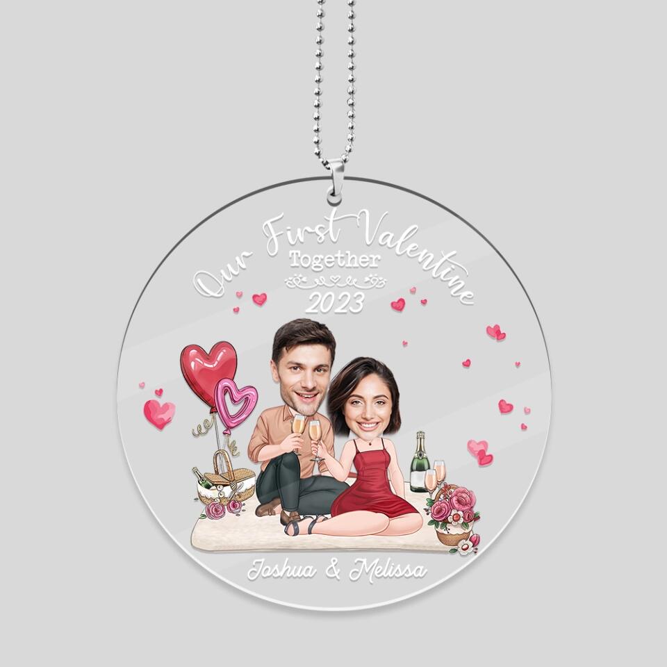 Personalized Valentine Gifts - Our First Valentine Together - Custom Face Ornament - Best Valentine Couple For Him, Her